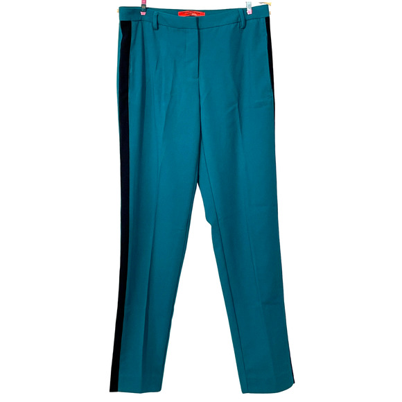 3-FOR-$30 Narciso Rodriguez DesigNation Sz 2 Crepe Tuxedo Pants Blue w/Stripe - Picture 1 of 11
